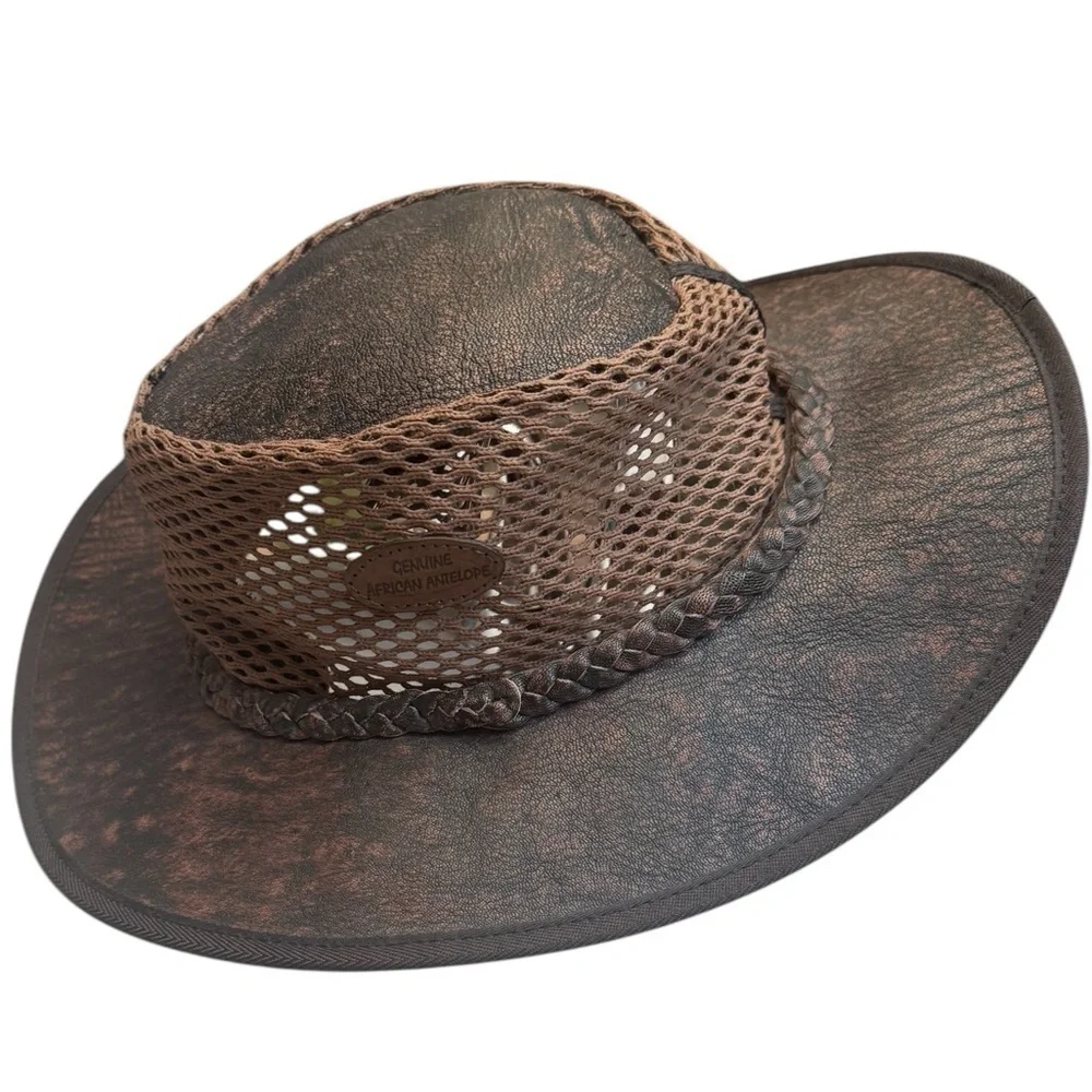 PUDNEY HATS Suede Antelope Leather Safari Hat with Mesh Sides South African Made